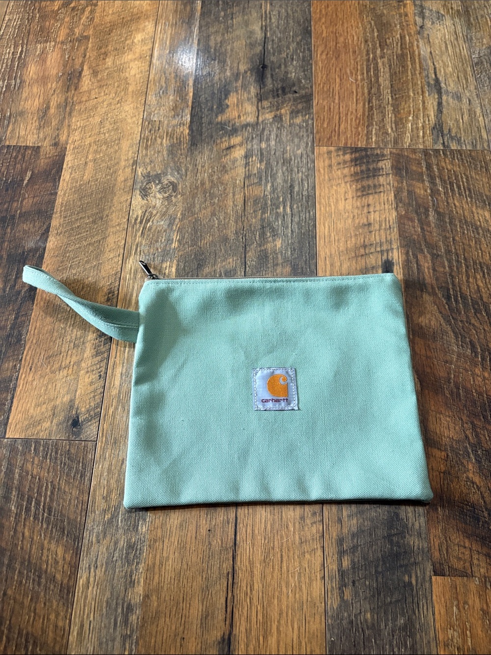 Carhartt Mint Canvas Wristlet Pouch with Logo Patch